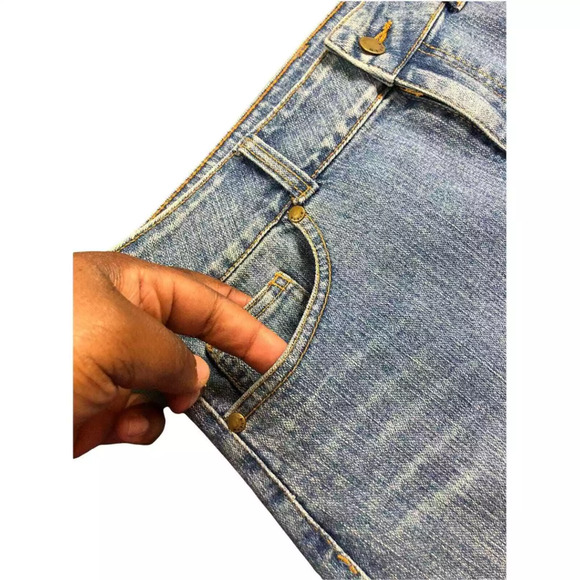 KiKit Jeans Womens Midi A Line Denim Skirt Rhinestone Accent Light Wash Size 8 - Picture 5 of 7